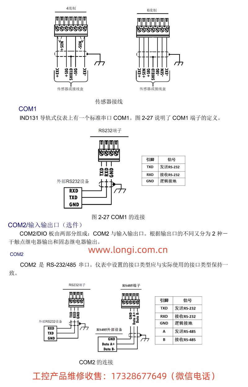 托利多稱重控制器IND131_IND331串口和傳感器配線.jpg 托利多稱重控制器IND131_IND331串口和傳感器配線.jpg